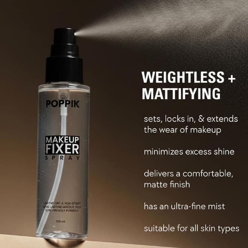 POPPIK Makeup Fixer Spray, 100ml, Long-Lasting 8-Hour Hold, Fine Mist with Natural Dewy Finish. view 5