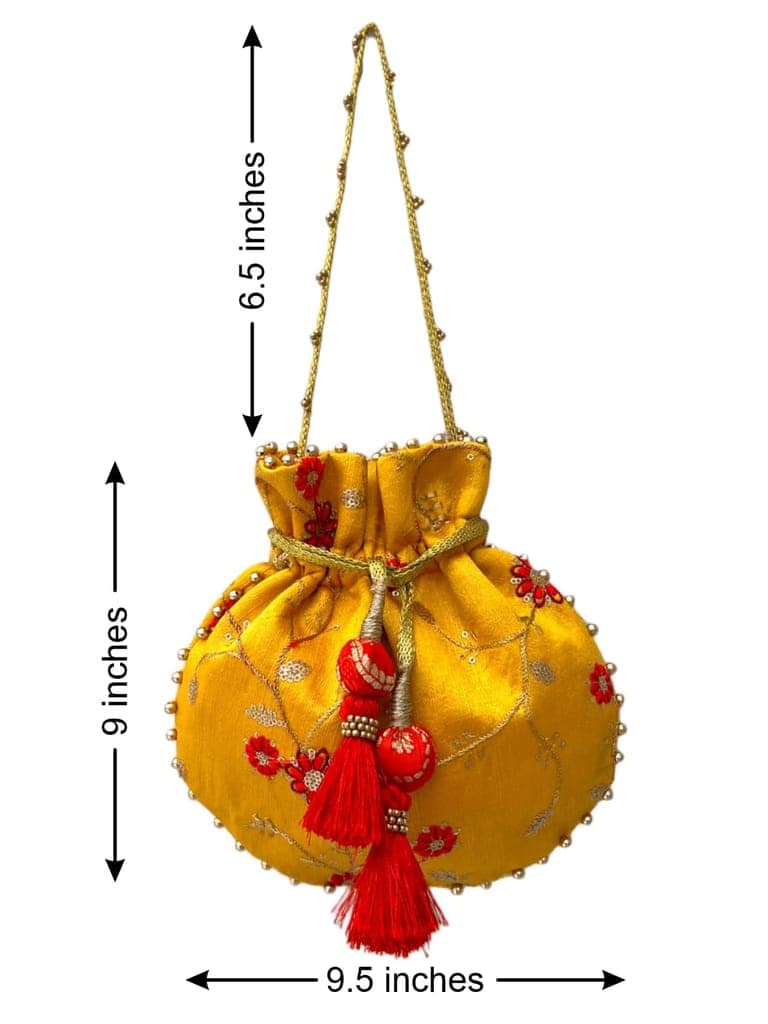 ART BY CHAITASI Embellished Designer Potli Bag with Protective Box, Handbag, Wristlets, Clutch for Women, Girls with Handmade Embroidery, Sequin, Beads Work for Parties, Weddings view 9
