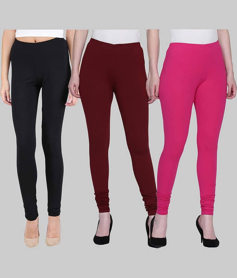 FnMe - Multicolor Lycra Women's Leggings ( Pack of 3 )