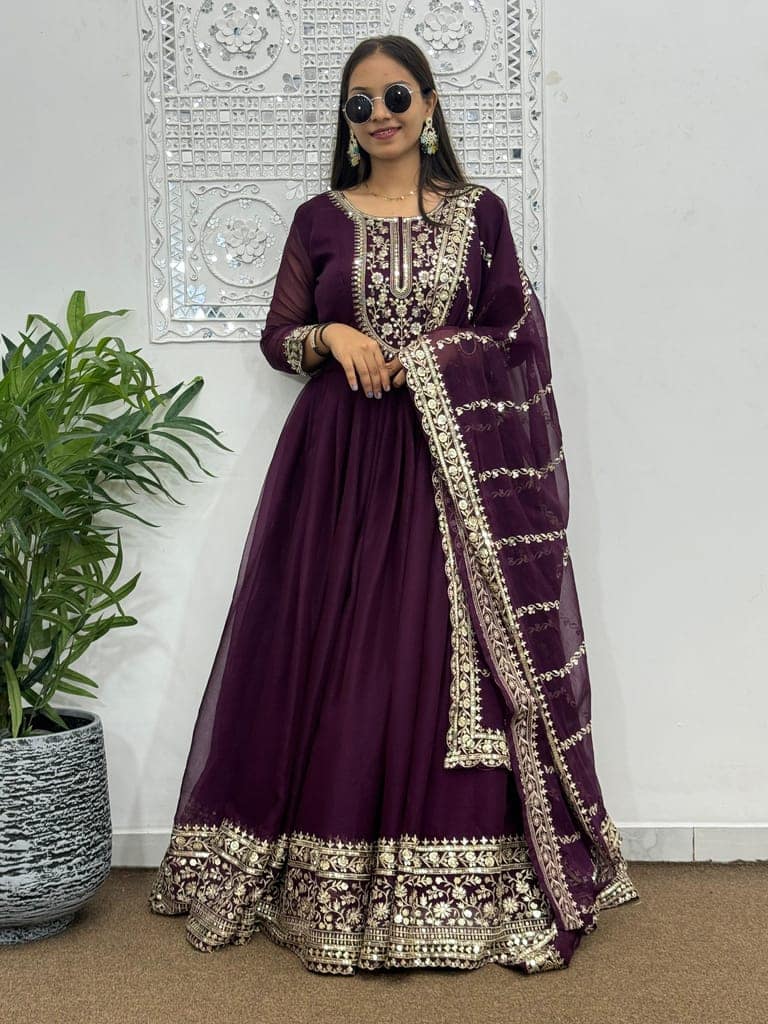 Purple Ready to wear indian salwar kameez Dupatta for women anarkali designer pakistani dresses Festival 3 piece view 2