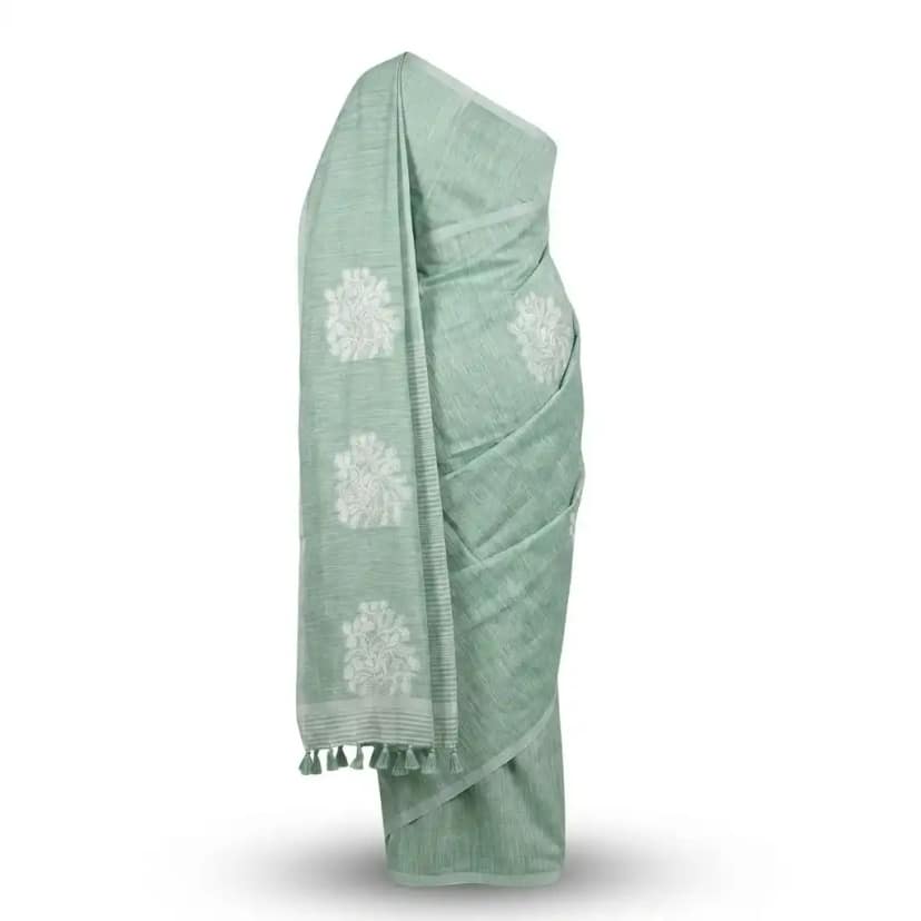 Sambalpuri Pastel Green Ikat Handloom Saree view 2