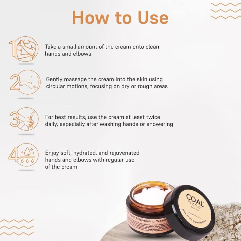 COAL Clean Beauty Elbow & Hand Brightening Cream with Lactic & Glycolic Acid | Hydrates & Nourishes Skin | Men & Women | All Skin Types | 15g view 4