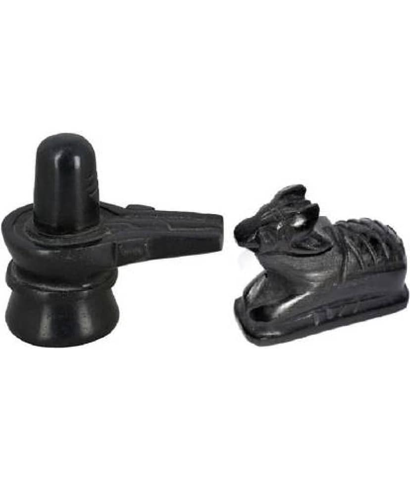 Astrodidi Black Marble Shivling And Nandi Ji (Small Size) Decorative Showpiece