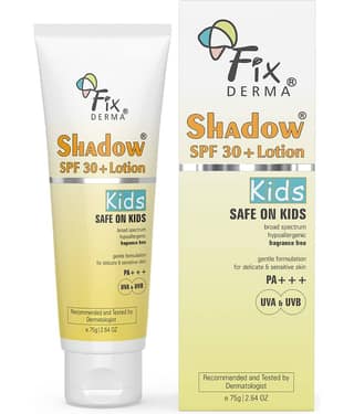 Fixderma Shadow Sunscreen SPF 30+ Lotion for Kids, Kids Sunscreen, UVA & UVB Protection, 75g