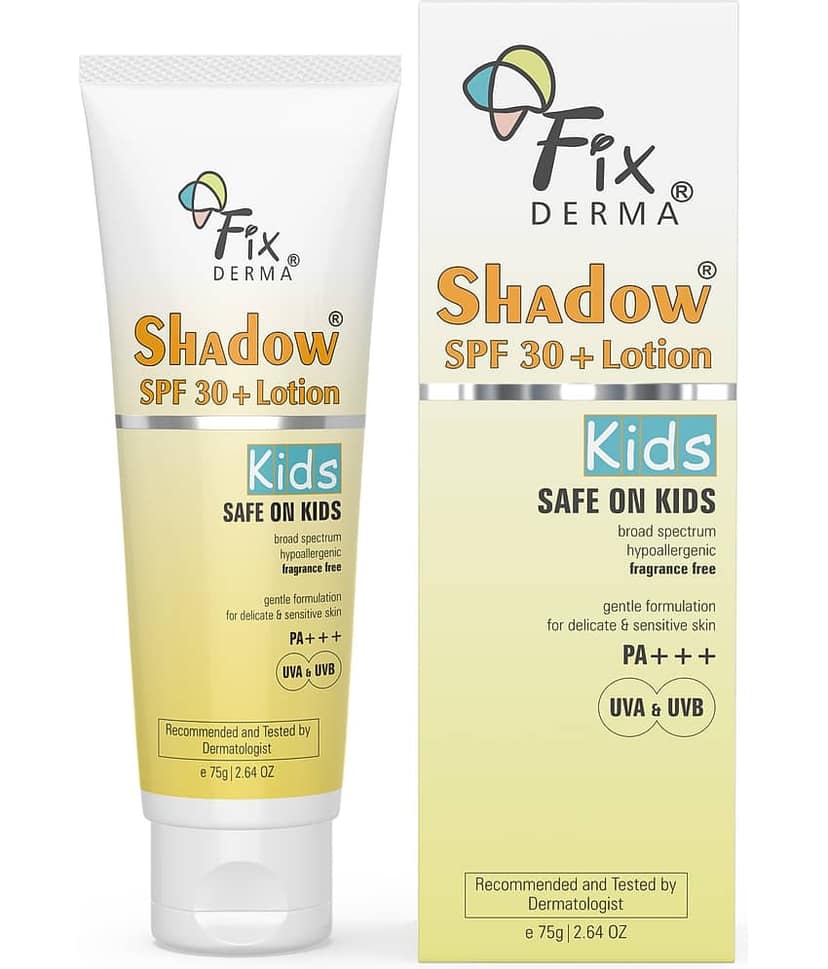 Fixderma Shadow Sunscreen SPF 30+ Lotion for Kids, Kids Sunscreen, UVA & UVB Protection, 75g
