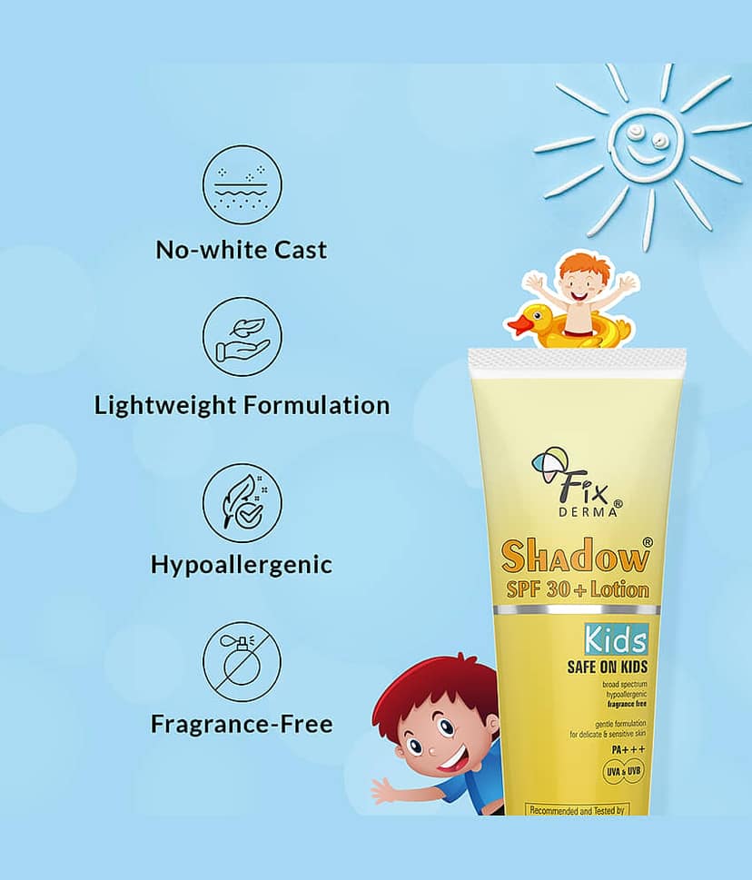 Fixderma Shadow Sunscreen SPF 30+ Lotion for Kids, Kids Sunscreen, UVA & UVB Protection, 75g view 2