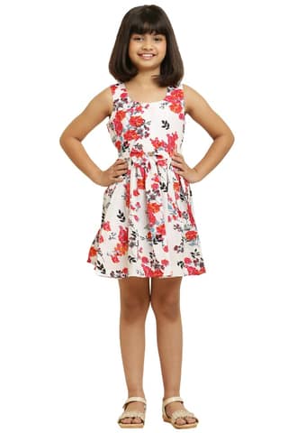 Cute Comfy Red Floral Frock & Dress For Girls.