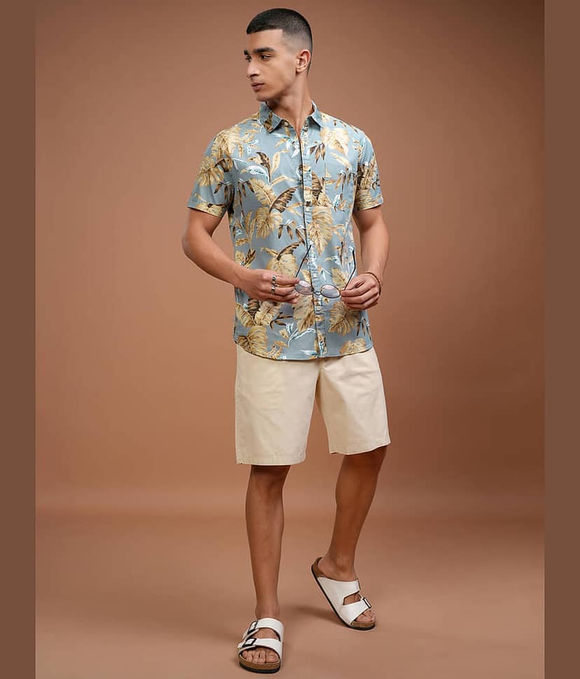 Highlander 100% Cotton Slim Fit Printed Half Sleeves Men's Casual Shirt - Multicolor ( Pack of 1 ) view 2