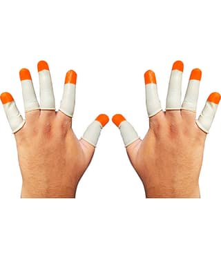 White orange Rubber Latex Finger Sleeve {pack of 144} Rubber Safety Glove