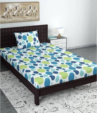 DIVINE CASA Cotton Single Bedsheet ( Blue )
