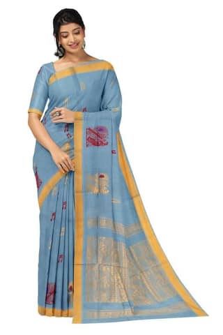 APCO Handloom - Women's Rahajmundry Pure Cotton Grey Handloom Saree (Angara Handloom Saree) 81