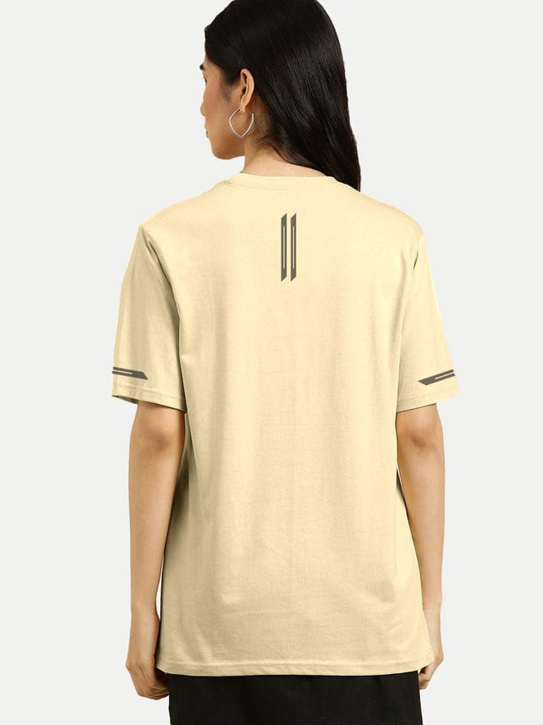 Women Beige Half Sleeve Crew Neck T-shirt view 4