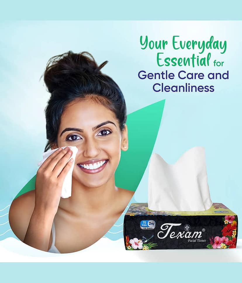 Texam 2 - Ply Facial Tissue Soft Pack – 75 Pulls (Pack of 5) | 100% Virgin Pulp | For Home, Office and Travel view 2