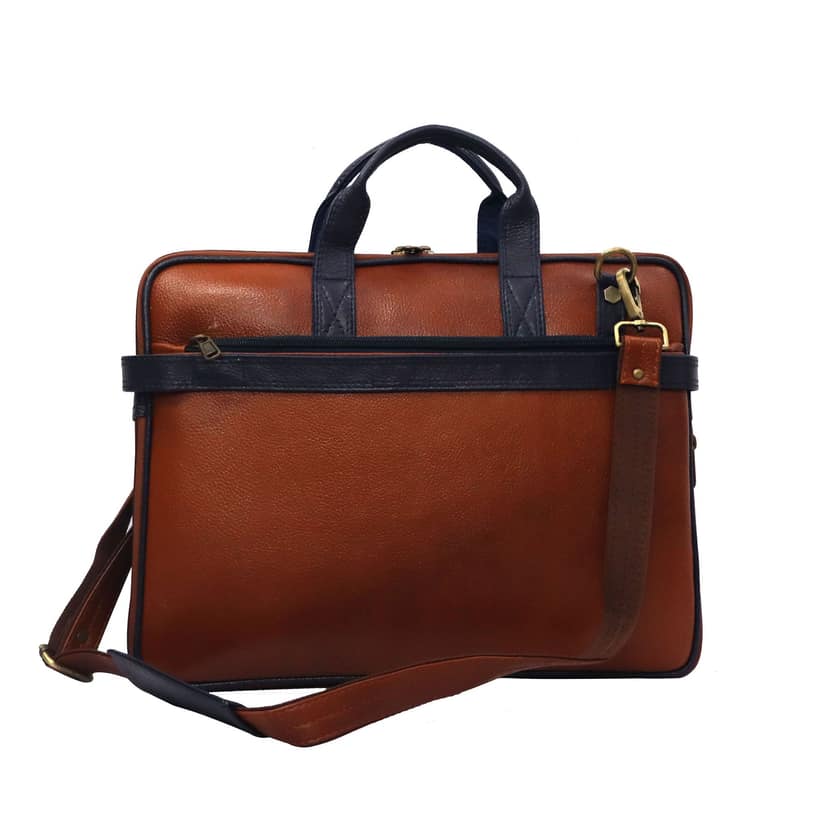 FHS Genuine Leather Laptop Bag for Men - Office Bag, Green & Brown Color - Fits Up to 14/15.6/16 Inch Laptop view 2