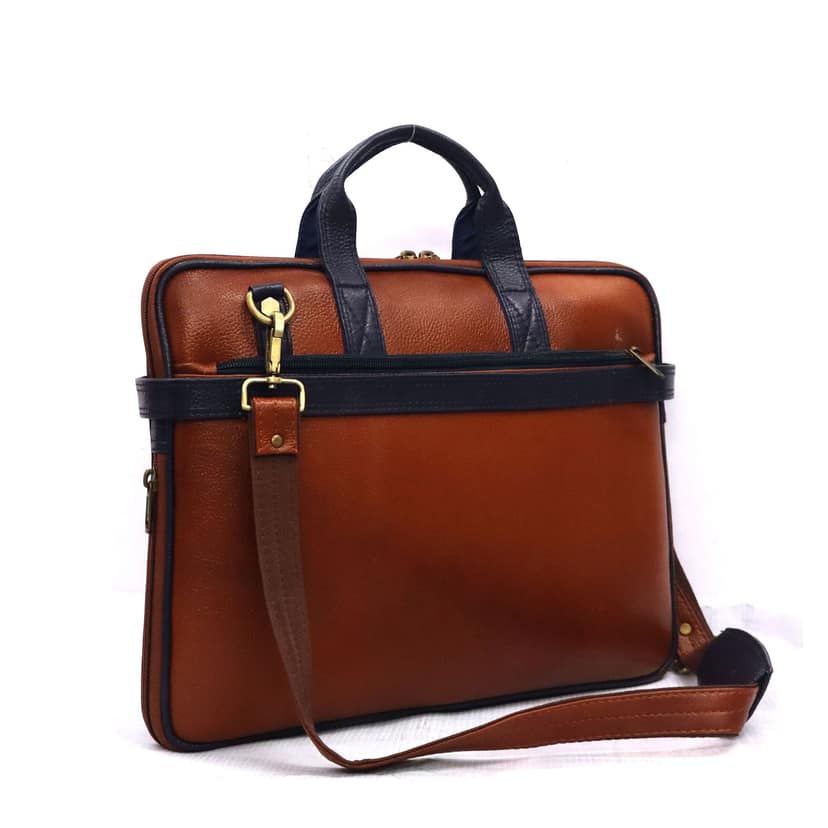FHS Genuine Leather Laptop Bag for Men - Office Bag, Green & Brown Color - Fits Up to 14/15.6/16 Inch Laptop view 3