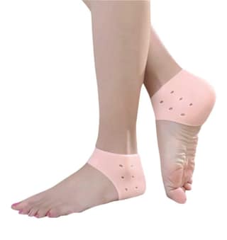 EZYFIT Silicone Gel Heel Pad Socks for Pain Relief for Men and Women (Beige, Free Size) - 1 Pair