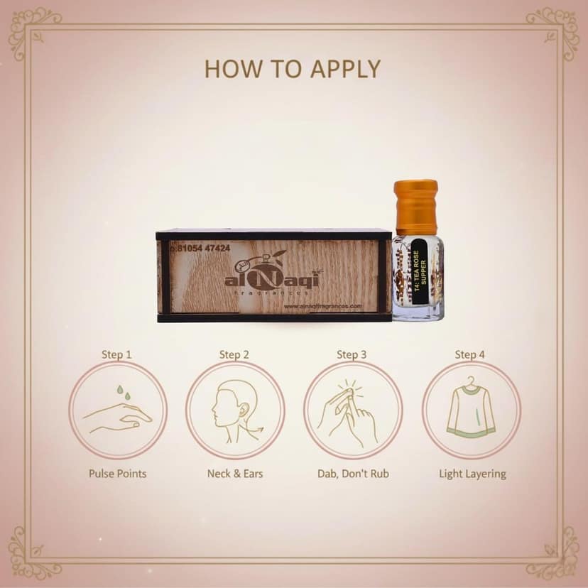 alnaqi fragrances Tea Rose Super 12ml - Original Perfume Oil, Best Attar for Unisex, Long Lasting Scented Fragrance, Essential-Oil-Ittar-Original view 5