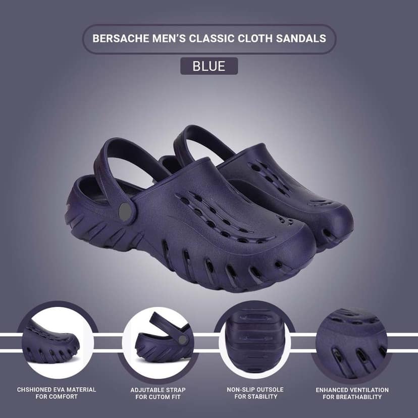 Bersache Extra Soft Classic Casual with Back Strap Regular wear with Ultra Soft & Flexibility Technology Clog for Men's view 5