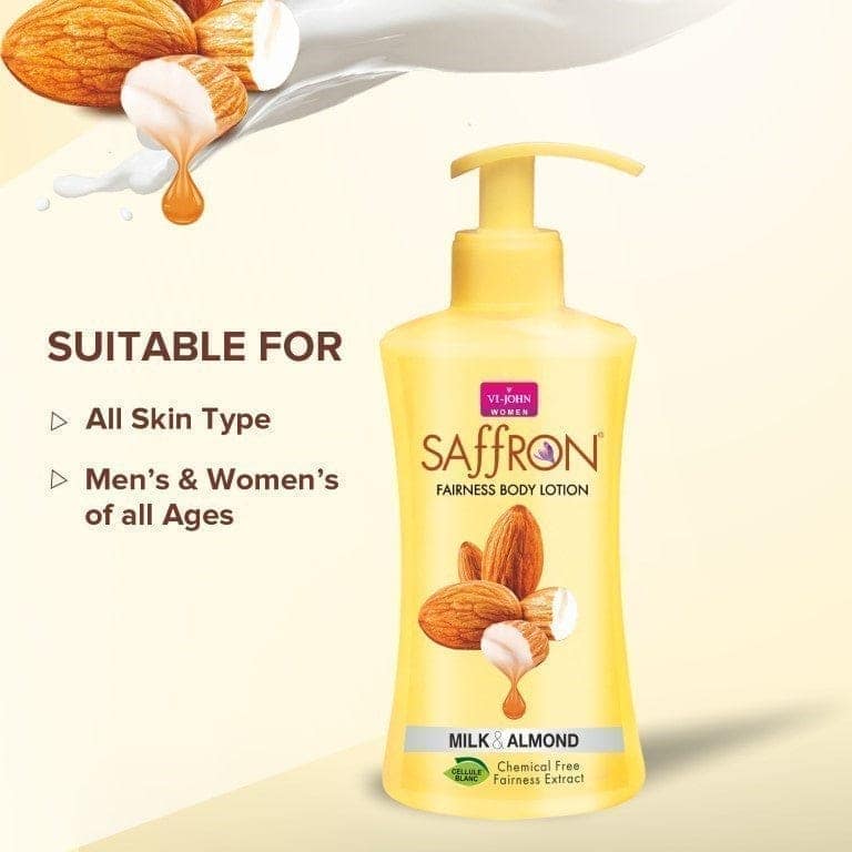 VI-JOHN Women Saffron Chemical Free Milk & Almond Fairness Body Lotion With Vitamin E - 250ML view 4