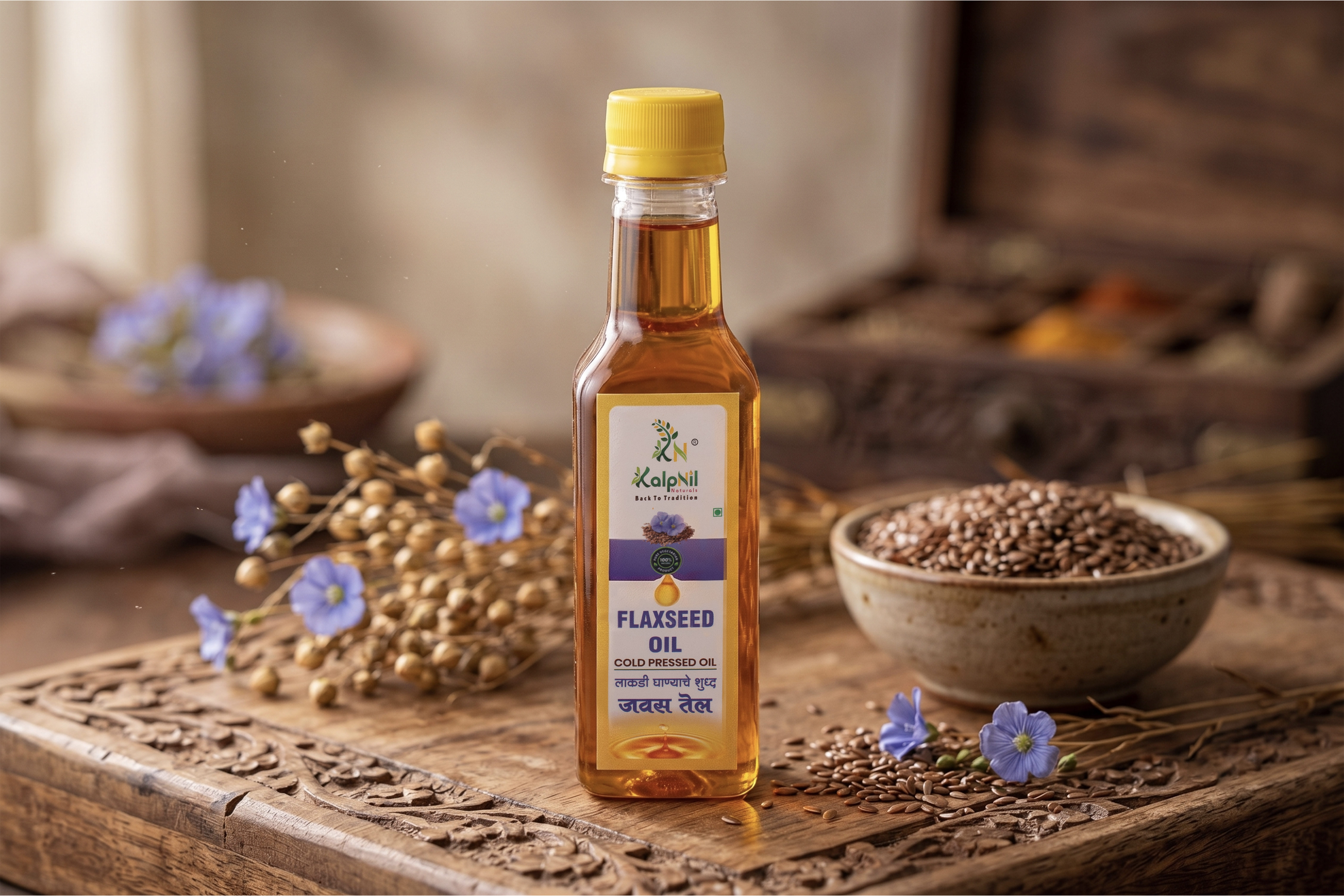 Cold-Pressed Flaxseed Oil Made from Quality Flaxseeds for Everyday Cooking and Food Preparation 250 ml