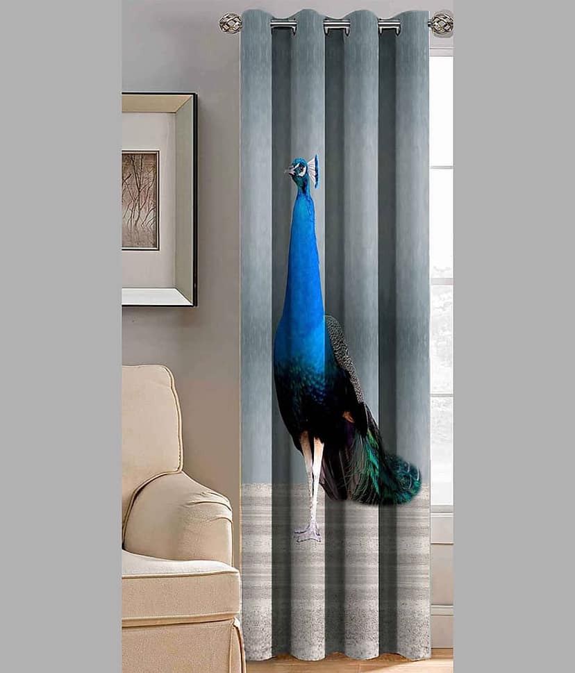 BELLA TRUE Printed Semi-Transparent Curtain 9 ft Pack of 1 Multi Color