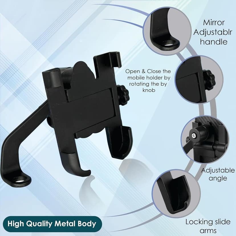 Full Metal Body Bike & Scooty 360 Degree Rotating Mobile Holder Stand for Bicycle, Motorcycle, Scooty for Maps and GPS Navigation Fits All Smartphones (1 Pc) view 5