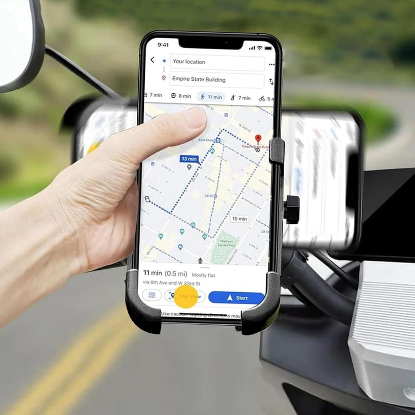 Full Metal Body Bike & Scooty 360 Degree Rotating Mobile Holder Stand for Bicycle, Motorcycle, Scooty for Maps and GPS Navigation Fits All Smartphones (1 Pc) view 6