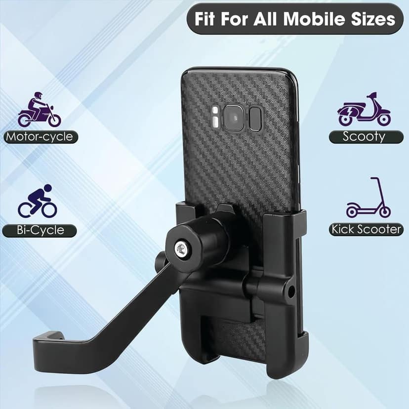 Full Metal Body Bike & Scooty 360 Degree Rotating Mobile Holder Stand for Bicycle, Motorcycle, Scooty for Maps and GPS Navigation Fits All Smartphones (1 Pc) view 7