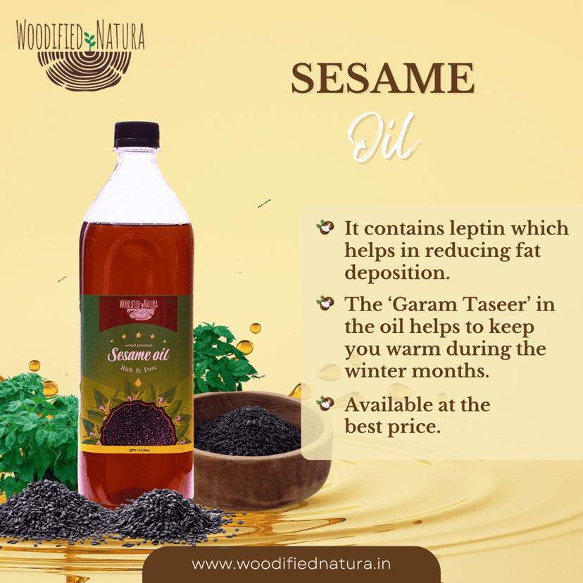 Woodified Natura Organic Wood Pressed Natural Chemical-Free Cold Pressed BLACK Sesame Oil for Cooking (1 LTR) view 3