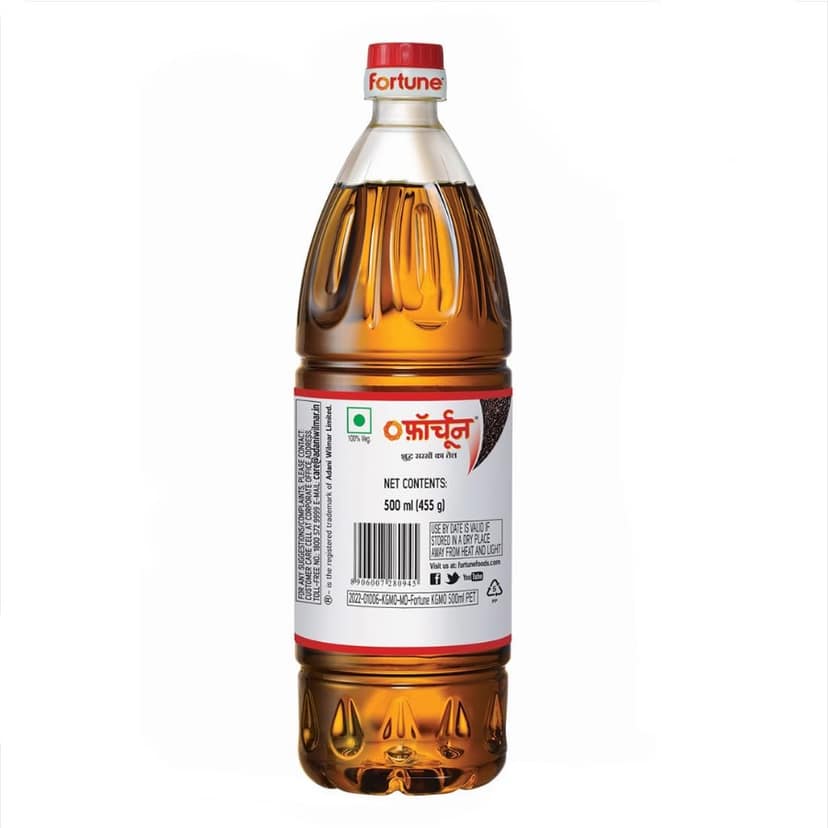 Fortune Kachi Ghani Pure Mustard Oil 500 Ml view 3