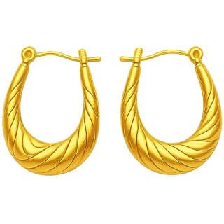 Kimti 18K Gold Plated Oval Hoop Golden Anti Tarnish Earring