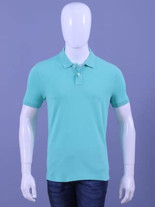 Men's Mint Enzyme Finish Solid Polo T-Shirt