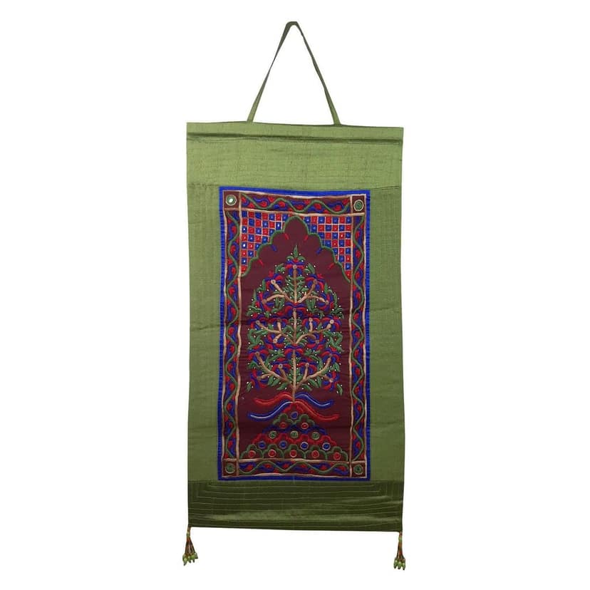 Garvi Gurjari (A Gujarat Govt Enterprise Cotton Green Hand Embroidered Wall Hangings/Decor (24� x 14�)