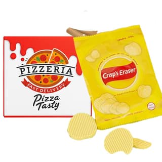 Set of Pizza Slice and turtlre Shape Eraser Piece Pizza 7 Slice and 4 Piece Turtle Collection, Educational Fun Stationery