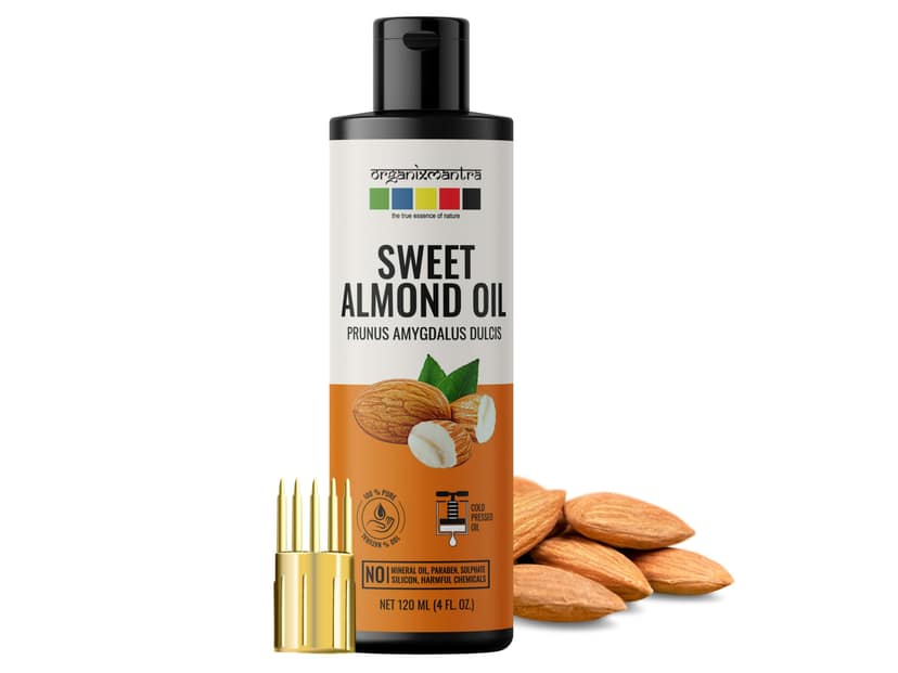 Organix Mantra Sweet Almond Oil, 100% Pure, Natural & Cold Pressed Organic Oil - 120 Millilitre