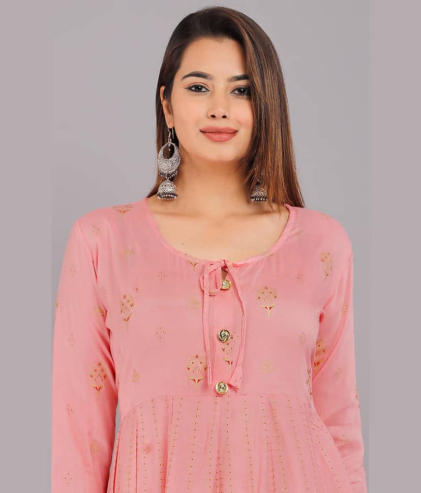 AVEITH - Wine Rayon Women's Anarkali Kurti ( Pack of 1 ) view 2