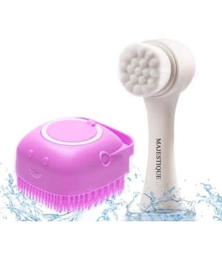 Majestique 2Pcs Set Face Exfoliator Brush & Gentle Silicone Brush For Deep Cleansing