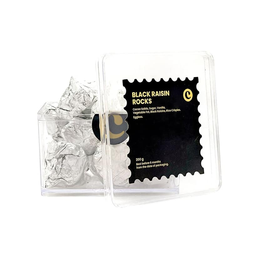 Chocopearl Eggless Chocolate Black Raisin Rock | Made with Cocoa Solids, Vanilla & Rice Crispies | Chewy Raisins with Crunchy Texture | 100% Vegetarian | 200g view 7