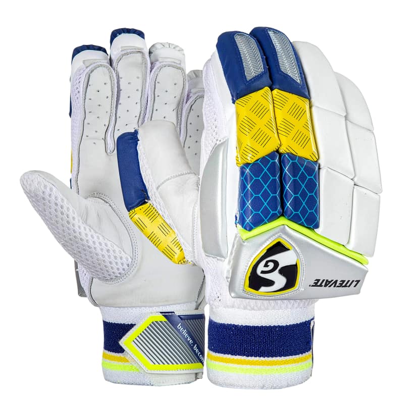 SG Litevate Batting Gloves High Quality Leather Palm (Size - MENS LH, Packing - 1 pair) by Total Sporting And Fitness Solutions Pvt Ltd