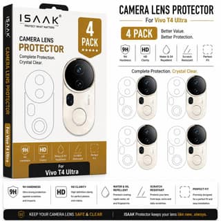ISAAK Back Camera Lens Protector compatible for Vivo T4 Ultra (Pack of 4)