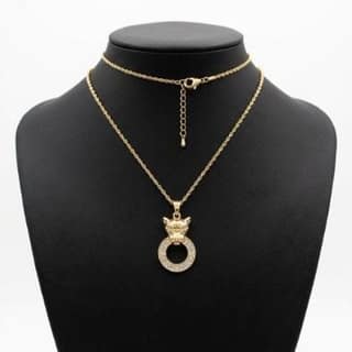 Tiger Head Circle Pendant Necklace | Gold-Tone Anti-Tarnish Imitation Jewellery