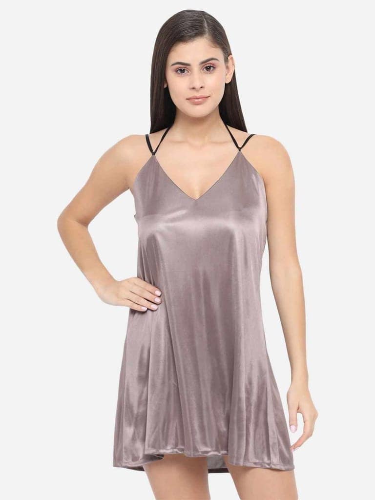 Solid Taupe Honeymoon Bridal Bikini Dress and Hot Babydoll Nightdress B37Bm view 5