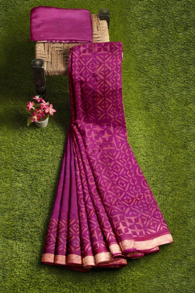 Garvi Gurjari (A Gujarat Govt Enterprise Magenta Applique Maheshwari Handstitched Cotton Silk Saree(GGCFSAWS10) view 5