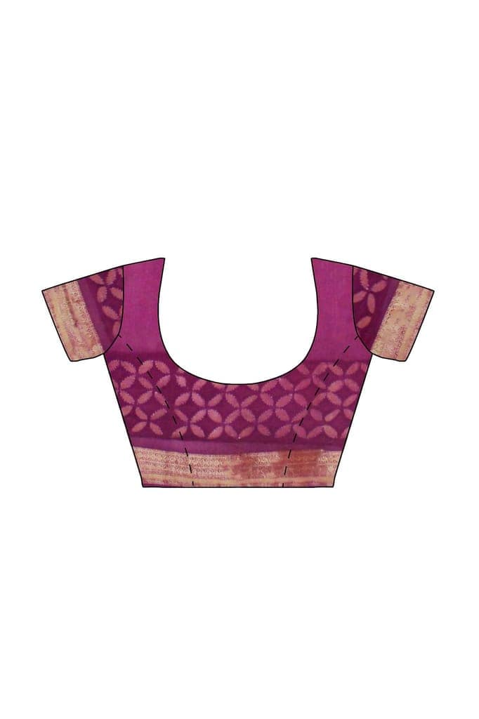 Garvi Gurjari (A Gujarat Govt Enterprise Magenta Applique Maheshwari Handstitched Cotton Silk Saree(GGCFSAWS10) view 7