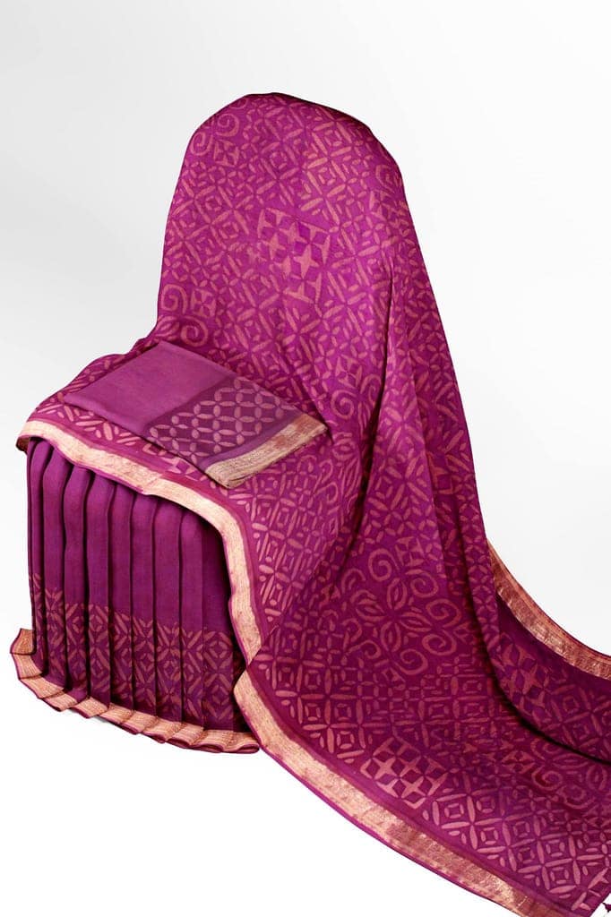 Garvi Gurjari (A Gujarat Govt Enterprise Magenta Applique Maheshwari Handstitched Cotton Silk Saree(GGCFSAWS10) view 8