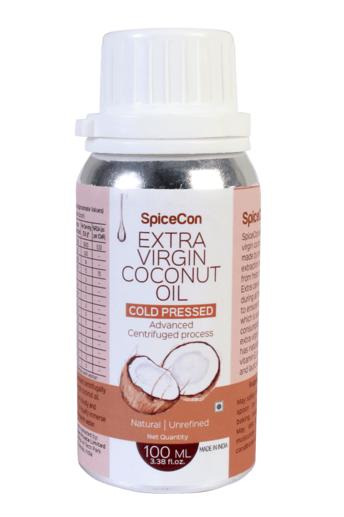 SpiceCon EXTRA VIRGIN COCONUT OIL | Cold Pressed | 100% Pure & Natural Coconut Oil | No Gluten | No Artificial Colors & Flavors (100 ML)