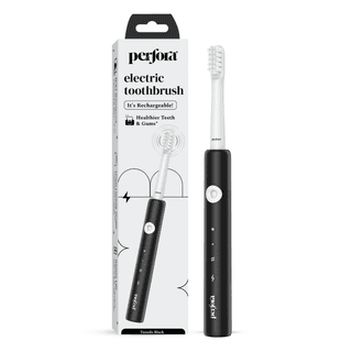 Perfora Rechargeable Electric Toothbrush|1 Brush Head 30,000 Vibrations Super Soft Bristles|3 Modes|1 Year Warranty|Electric Brush,Electric Toothbrush For Men,Women & Kids - Tuxedo Black