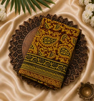 Handcrafted Bagh Print Cotton Saree
