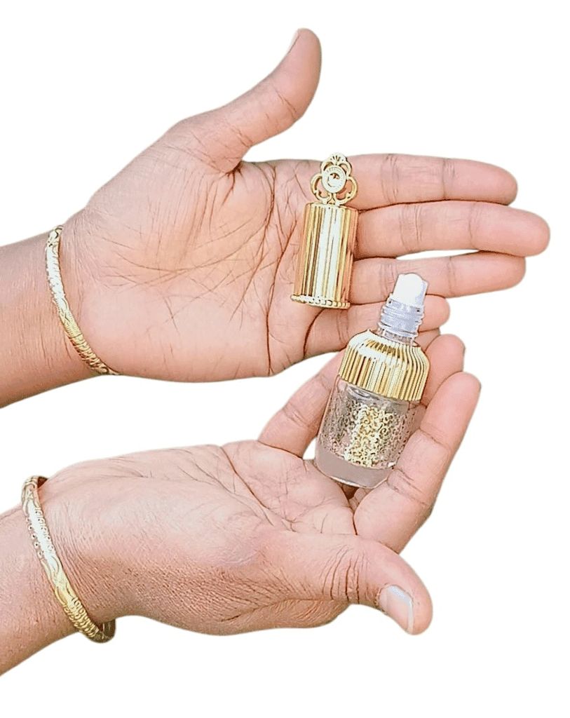 Mii Art 10ml Mini Refillable Gold Glass Vial – Portable Empty Bottle for On-the-Go Essential Oils and Traditional Ittar view 5