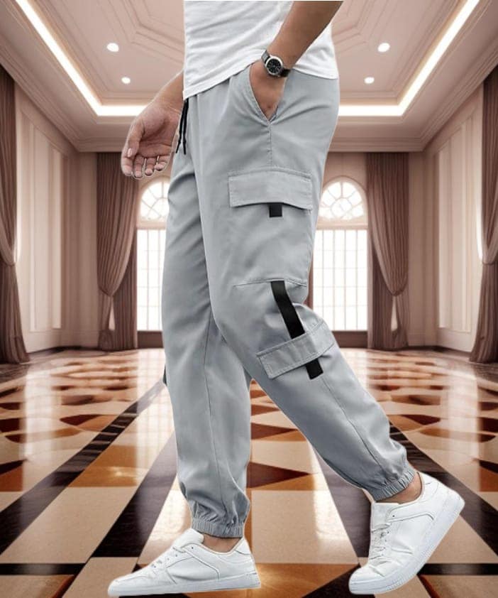 Men's Casual Cargo Pants with Drawstring, Multi-Pockets, Joggers, Streetwear, Hip Hop, Trousers view 3